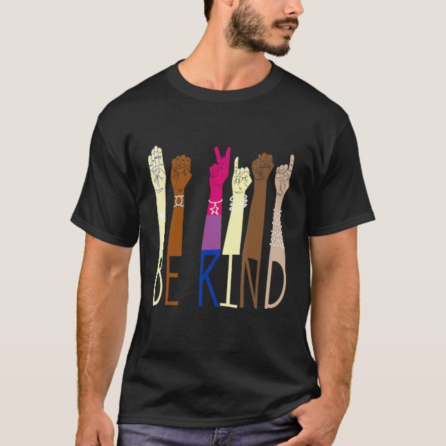Be Kind Sign Language Hand Talking LGBT Bisexual P T-Shirt (Front)