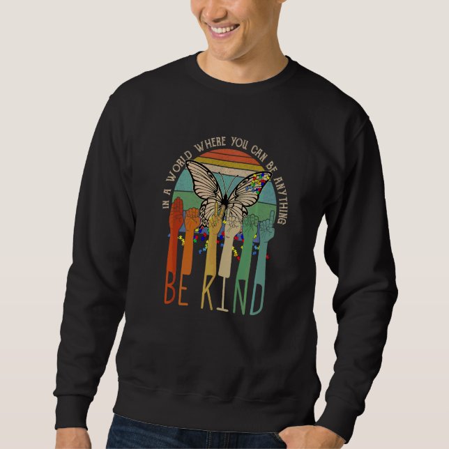 Be Kind Sign Language Hand Talking Teachers Autism Sweatshirt (Front)