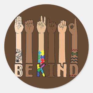 Be Kind Sign Language Hand Talking Teachers Classic Round Sticker