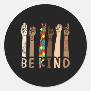 Be Kind Sign Language Hand Talking Teachers Interp Classic Round Sticker