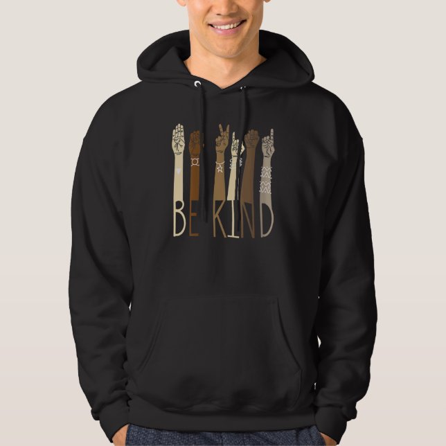 Be Kind Sign Language Hand Talking Teachers Interp Hoodie (Front)