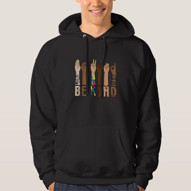 Be Kind Sign Language Hand Talking Teachers Interp Hoodie (Front)
