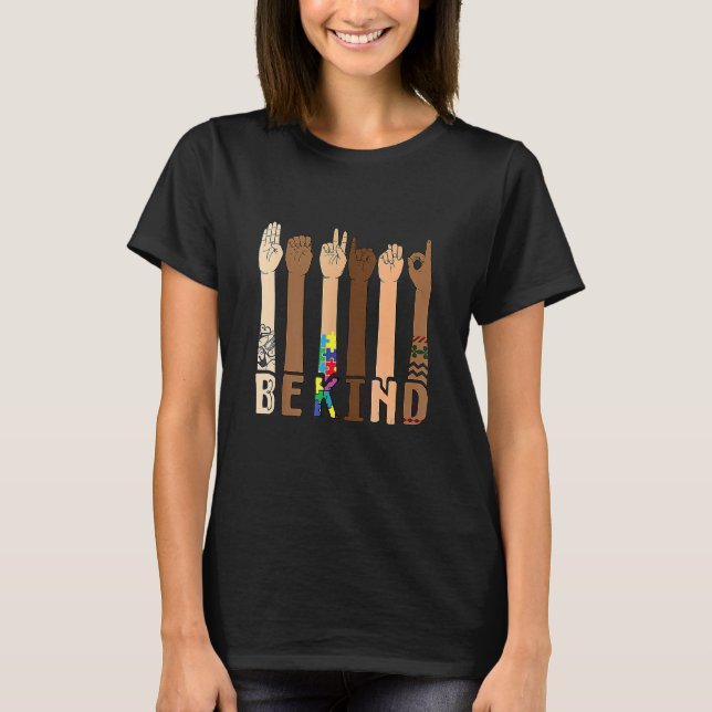 Be Kind Sign Language Hand Talking Teachers Interp T-Shirt (Front)