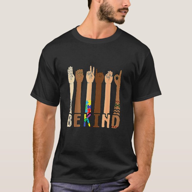 Be Kind Sign Language Hand Talking Teachers Interp T-Shirt (Front)