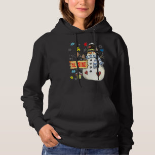 Be Kind Snowman Puzzle Autism Awareness Funny Fami Hoodie