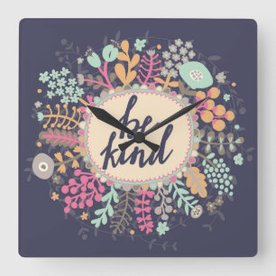 Be Kind Square Wall Clock