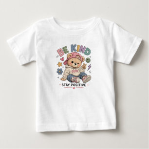 Be Kind Stay Positive Teddy Bear PNG Cute Motiva Baby T-Shirt