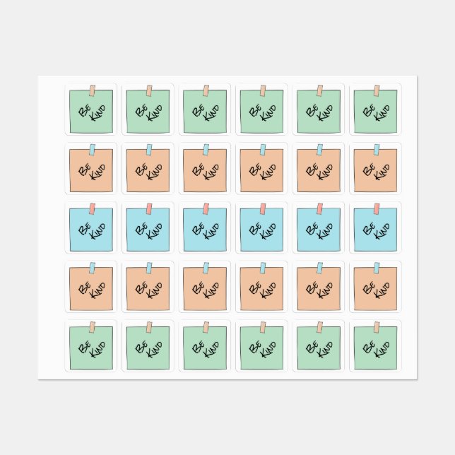 Be Kind Sticky Reminder Note Sticker (Sheet)