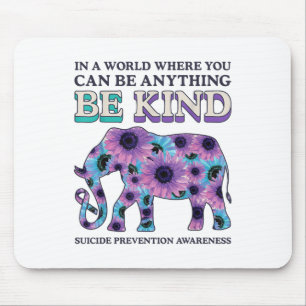 Be Kind Suicide Prevention Awareness Purple Elepha Mouse Pad