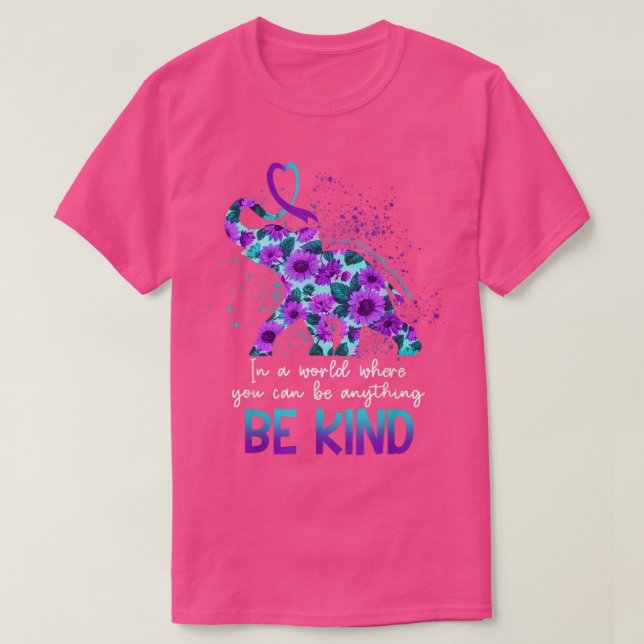 Be Kind Suicide Prevention Awareness Sunflower Ele T-Shirt (Design Front)