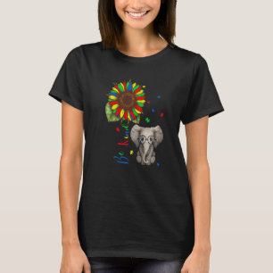 Be Kind Sunflower Elephant Puzzle Pieces Autism Aw T-Shirt