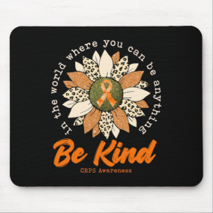 Be Kind Sunflower Orange Crps Awareness Ribbon 1  Mouse Pad