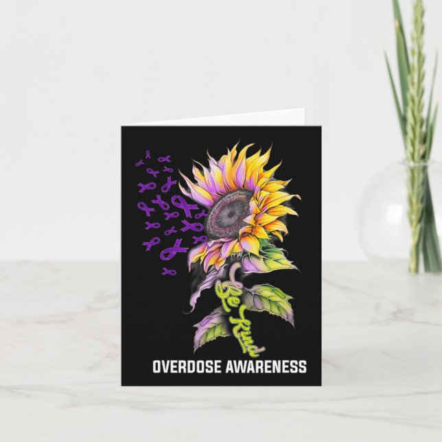 Be Kind Sunflower Overdose Awareness  Card (Front)