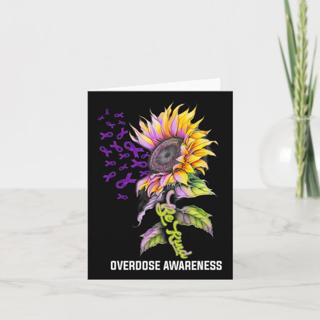Be Kind Sunflower Overdose Awareness  Card (Front)