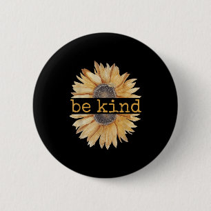 Be Kind Sunflower Retro Vintage Cute Graphic Kindn 6 Cm Round Badge