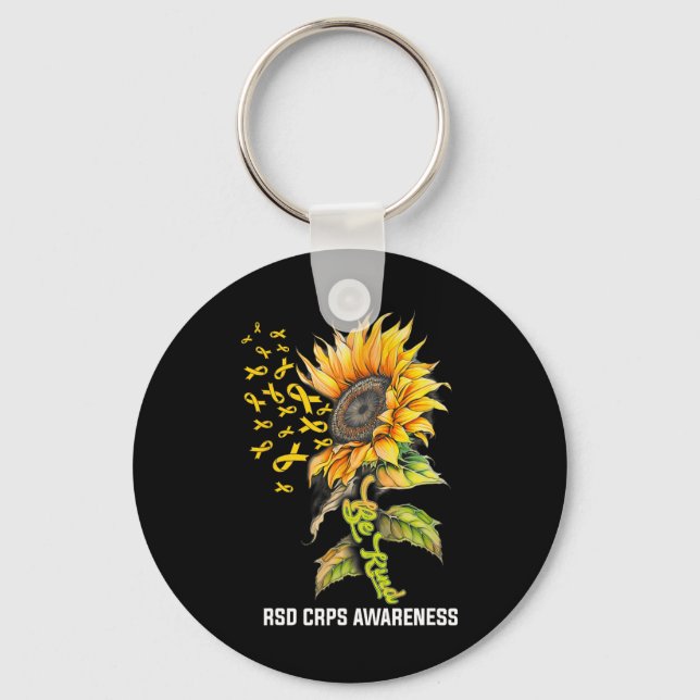 Be Kind Sunflower RSD CRPS Awareness  Key Ring (Front)