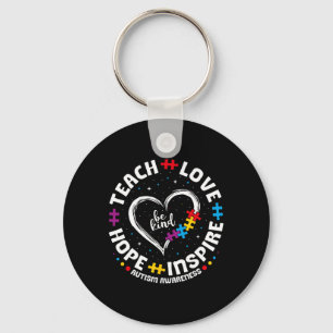 Be Kind Teach Love Inspire Autism Awareness Teache Key Ring