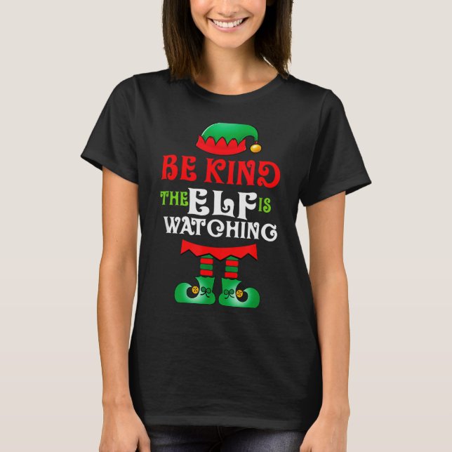Be Kind Teacher Elf Christmas Anti Bullying Kindne T-Shirt (Front)