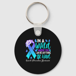 Be Kind Teal Purple Ribbon Suicide Prevention Awar Key Ring