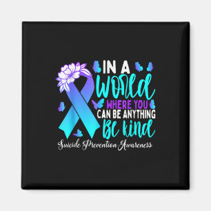 Be Kind Teal Purple Ribbon Suicide Prevention Awar Magnet