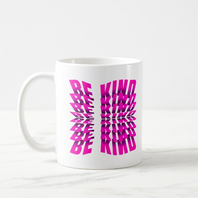 BE KIND TEXT EFFECT PINK TYPOGRAPHY COFFEE MUG (Left)