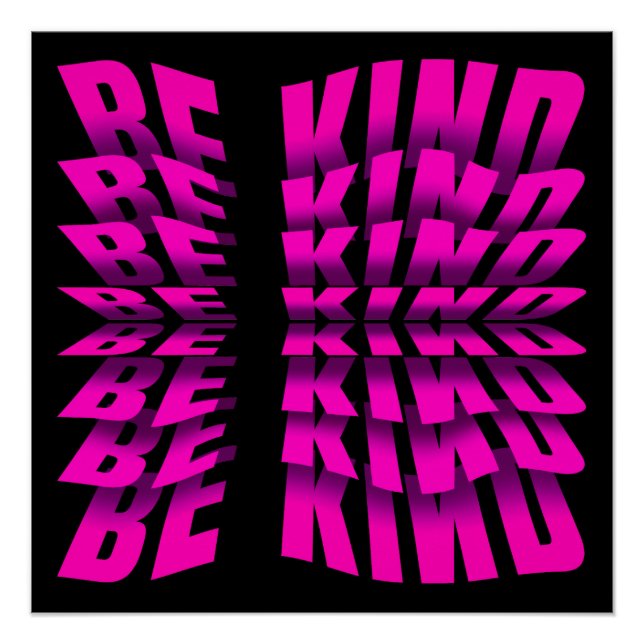 BE KIND TEXT EFFECT PINK TYPOGRAPHY POSTER (Front)