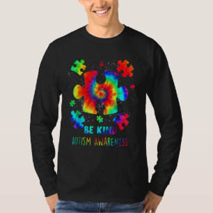 Be Kind Tie Dye Autism Awareness Puzzle Pieces Men T-Shirt