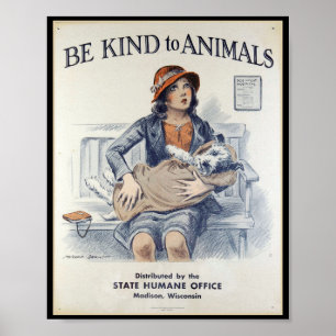 Be Kind to Animals - Vintage Poster