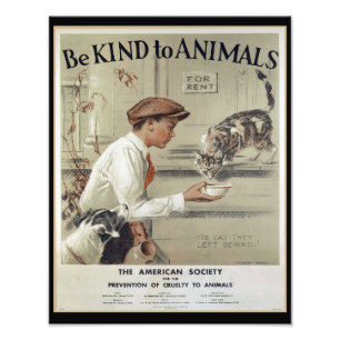Be Kind to Animals - Vintage Poster