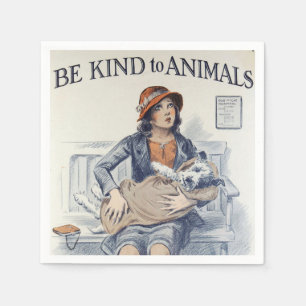 Be Kind to Animals - Vintage Poster Napkin