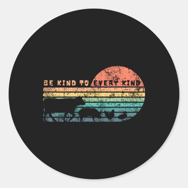 Be Kind To Every Kind Distressed Classic Round Sticker (Front)