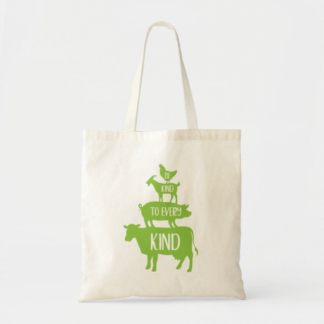 Be Kind to Every Kind Farm Animal Tote Bag (Front)