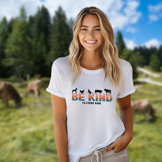 Be Kind To Every Kind, Vegan Vintage Rainbow T-Shirt (Creator Uploaded)