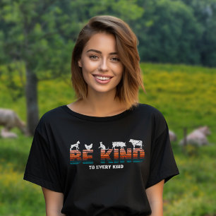 Be Kind To Every Kind, Veganism Vintage Rainbow T-Shirt