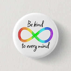Be Kind to Every Mind - Autism Acceptance Rainbow 3 Cm Round Badge