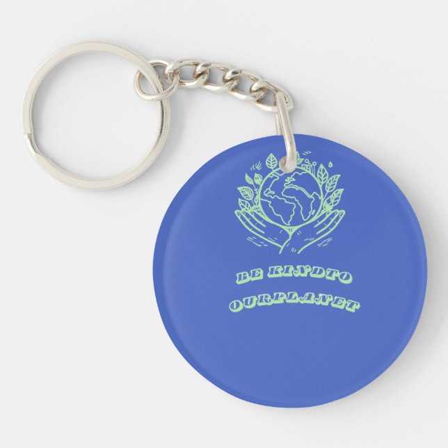 Be Kind to Our Planet: Caring Hands Earth Tee Key Ring (Front)