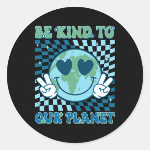 Be Kind To Our Planet Earth Day Hippie Planet Anni Classic Round Sticker