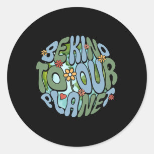 Be Kind To Our Planet Environmental Earth Day Retr Classic Round Sticker
