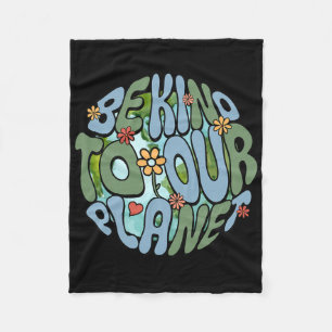 Be Kind To Our Planet Environmental Earth Day Retr Fleece Blanket