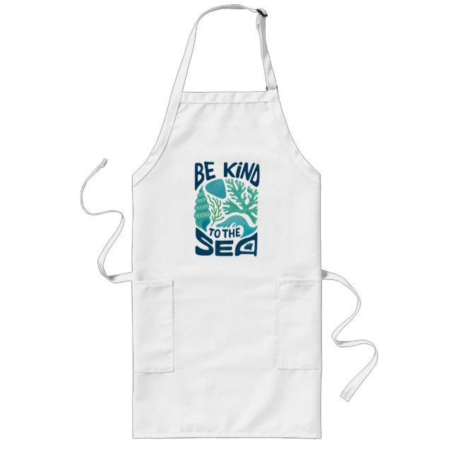 Be Kind to the Sea – Ocean Conservation Eco Design Long Apron (Front)