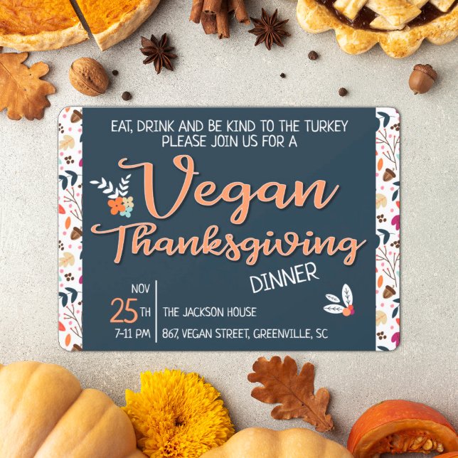 Be kind to the turkey floral Vegan thanksgiving Invitation (Creator Uploaded)
