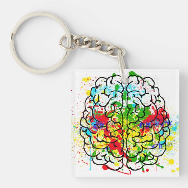 Be Kind to Your Mind Acrylic Brain Keychain (Front)