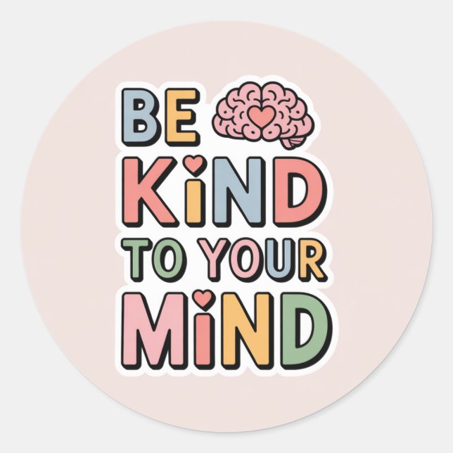 Be Kind To Your Mind Aesthetic Typography Sticker (Front)