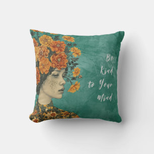 Be Kind to Your Mind Artistic Green B/G Cushion