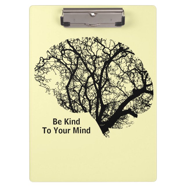 Be Kind To Your Mind Brain Yellow Clipboard (Front)