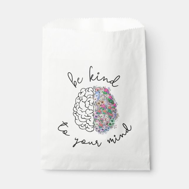 Be Kind To Your Mind Floral Brain Mental Health Favour Bag (Front)