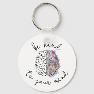 Be Kind To Your Mind Floral Brain Mental Health Key Ring