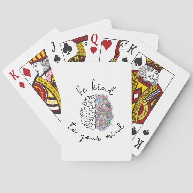 Be Kind To Your Mind Floral Brain Mental Health Playing Cards (Back)