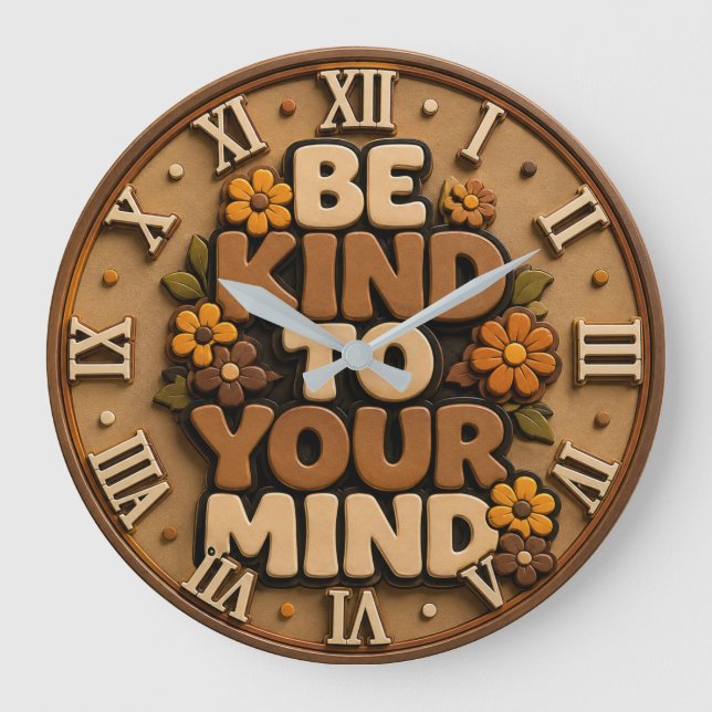 Be Kind to Your Mind Home Decor Gift Large Clock (Front)