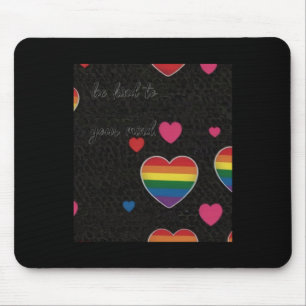 Be Kind To Your Mind Rainbow Hearts Sticker Mouse Pad